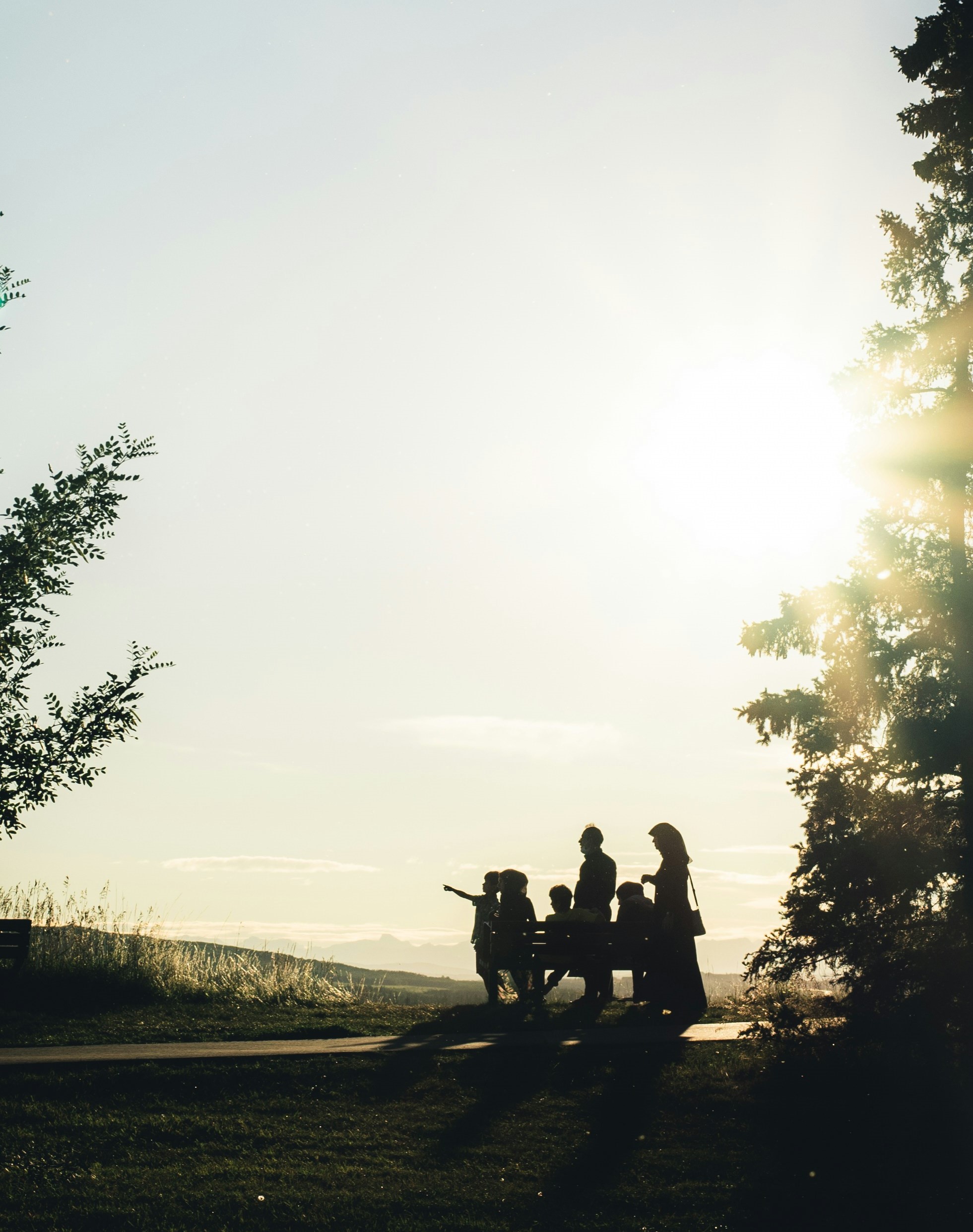 family in silhouette