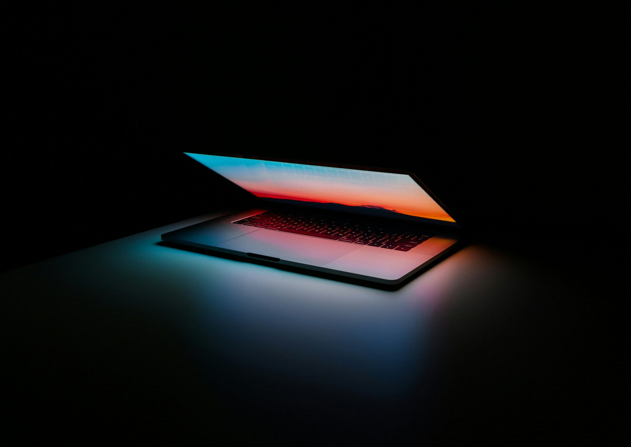 Laptop computer glowing