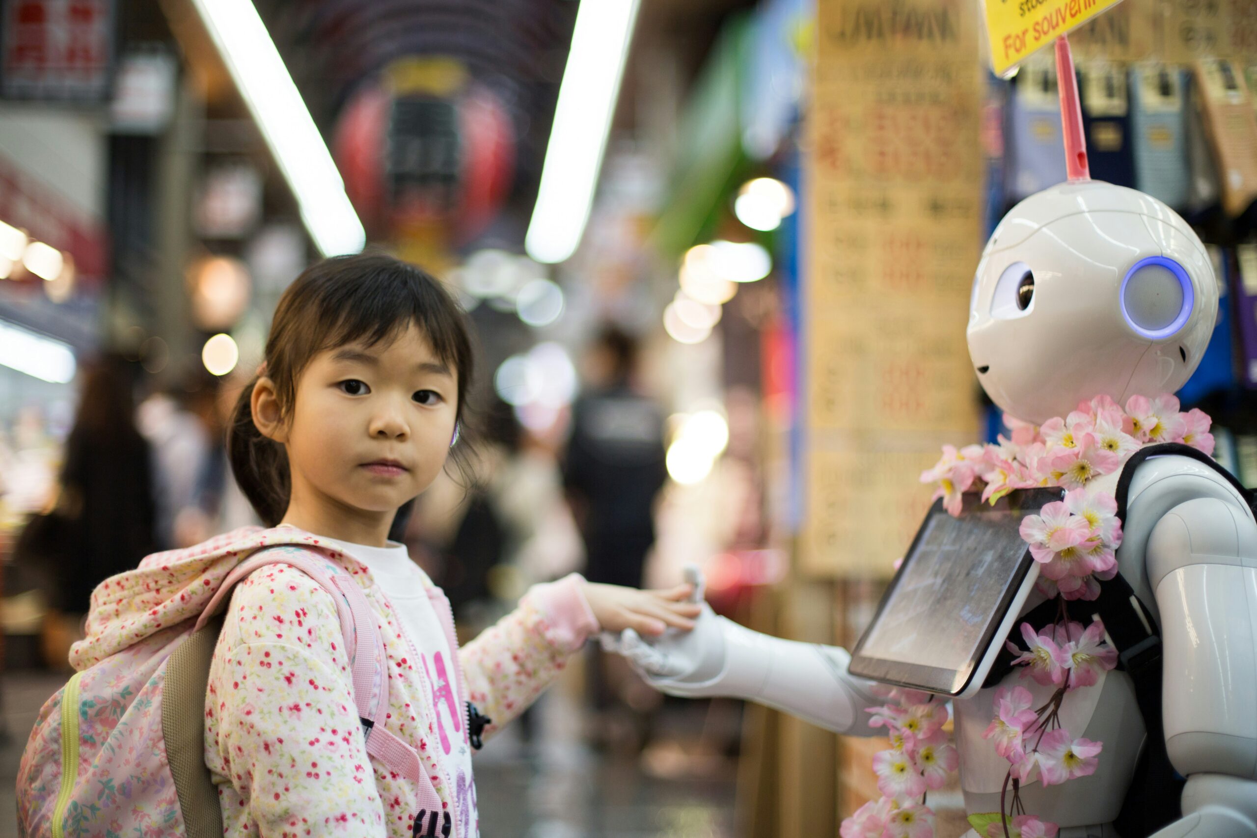 Child with a robot